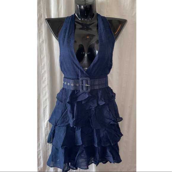 NEW with tags Blue Ruffled Dress, Size Large - Picture 2 of 3